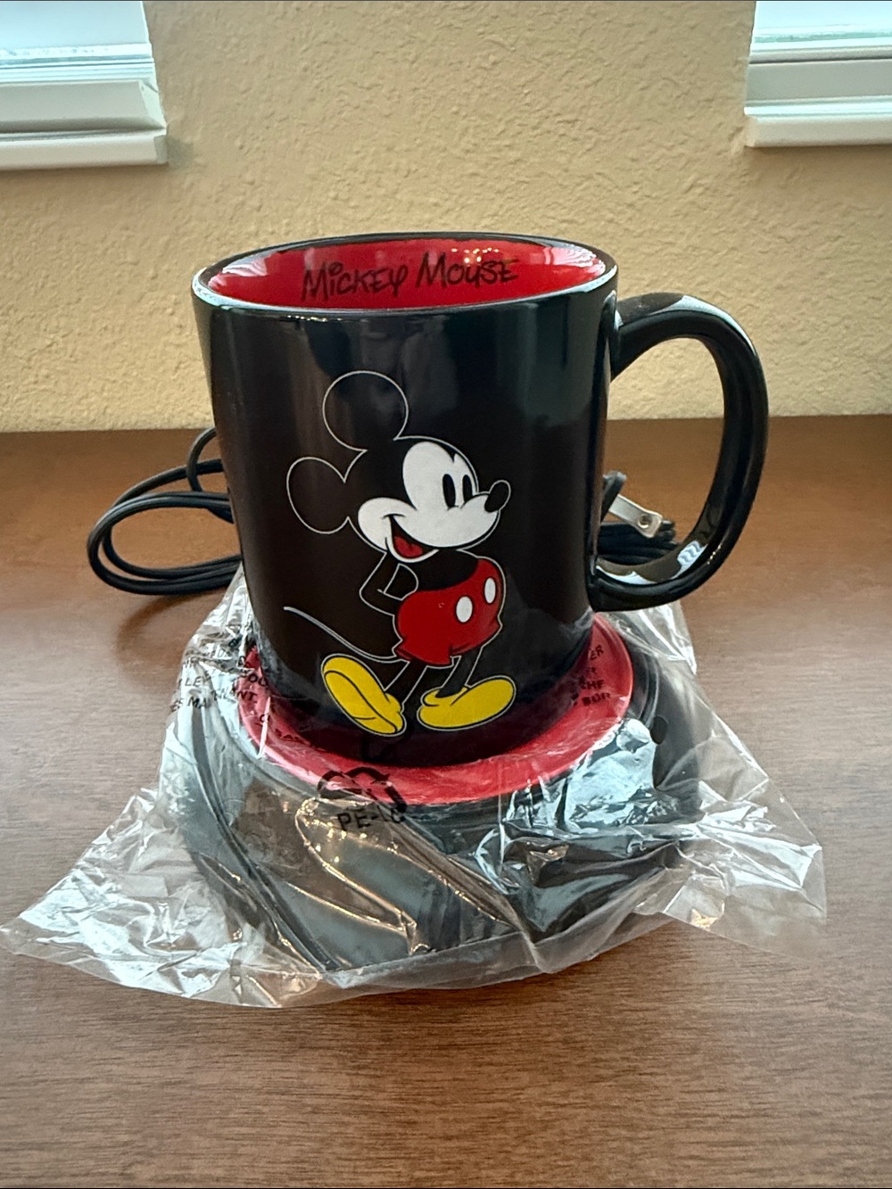 Disney Black Mickey Mouse Ceramic Mug with Red Interior and Yellow Accents